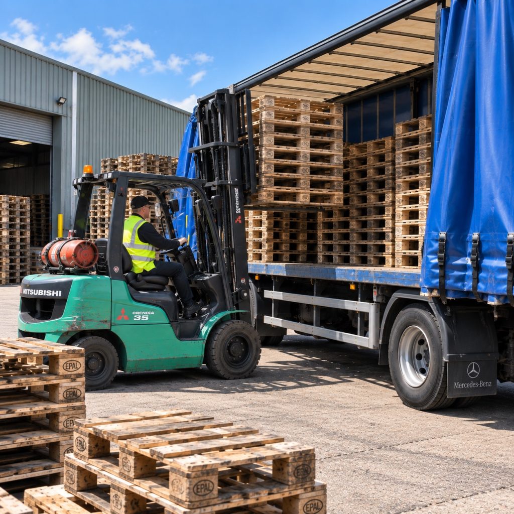 Bulk Used Pallet Removal in Progress in Manchester